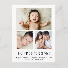 Cartão Postal Apresentando fotos personalizadas do bebê 3 fotos 