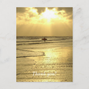 Cartão Postal Aproveitando a Praia ao Pôr do Sol
