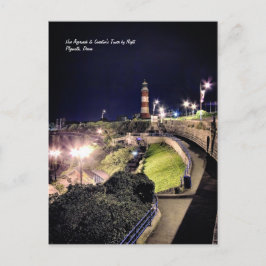 Cartão Postal Aproximação de Hoe e Torre de Smeaton por Noite