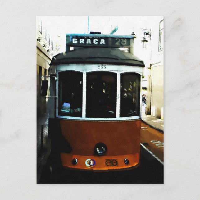Cartão Postal Aproximação do elétrico de Lisboa (Frente)