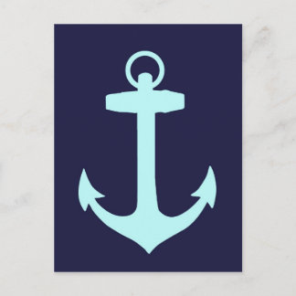 Cartão Postal Aqua Anchor no fundo azul Marinho.