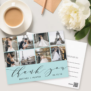 Cartão Postal Aqua Calliografia Script 8 Foto Obrigado Cartão-po