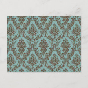 Cartão Postal Aqua Chocolate Damask