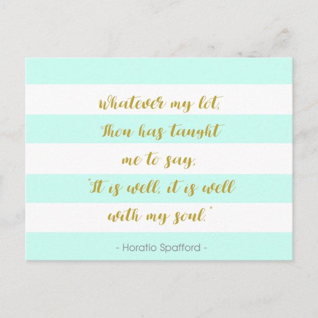 Cartão Postal Aqua e White Strike "Está Bem Com Minha Alma" (Frente)