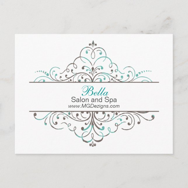 Cartão Postal Aqua Flourish Personali Business Stationery (Frente)
