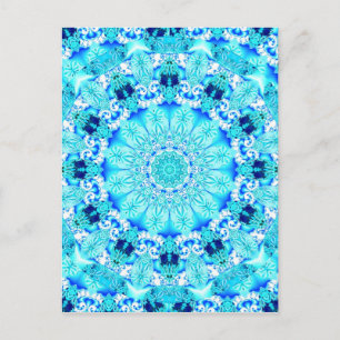 Cartão Postal Aqua Lace, Delicado, Abstrato Mandala