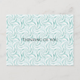 Cartão Postal Aqua Mint White Swirls Pensando em você