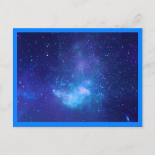 Cartão Postal Aqua Sapphire Celestial Galaxy Blue Border Foto