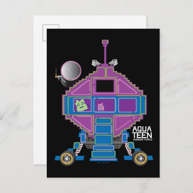 Cartão Postal Aqua Teen Fome Force Mooninites Carro (Frente/Verso)