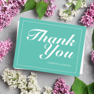 Cartão Postal Aqua & White Modern Minimalista Obrigado Cartão-po