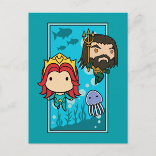 Cartão Postal Aquaman   Chibi Mera & Aquaman Gráfico Submarino