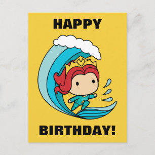 Cartão Postal Aquaman   Chibi Mera Riding Wave Graphic