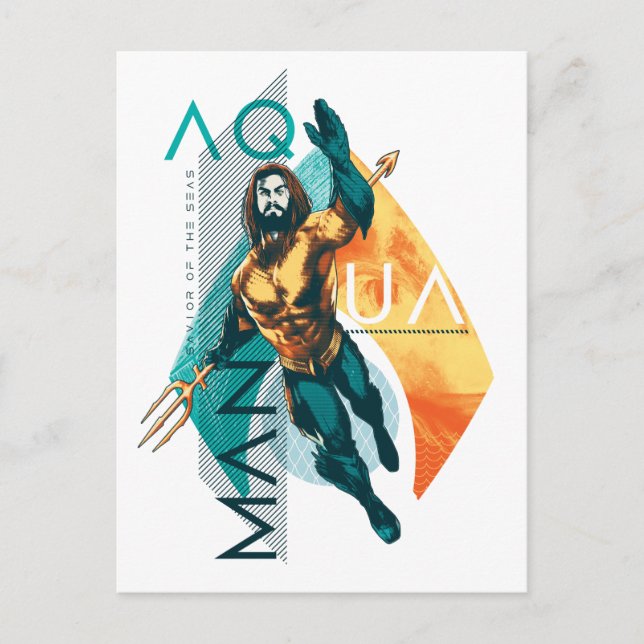 Cartão Postal Aquaman | Colagem Aquaman Modernista (Frente)