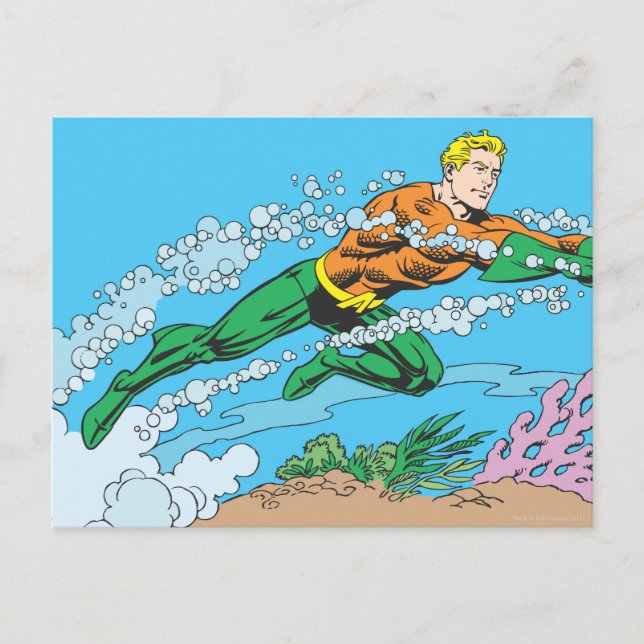 Cartão Postal Aquaman Dashes Através da Água (Frente)