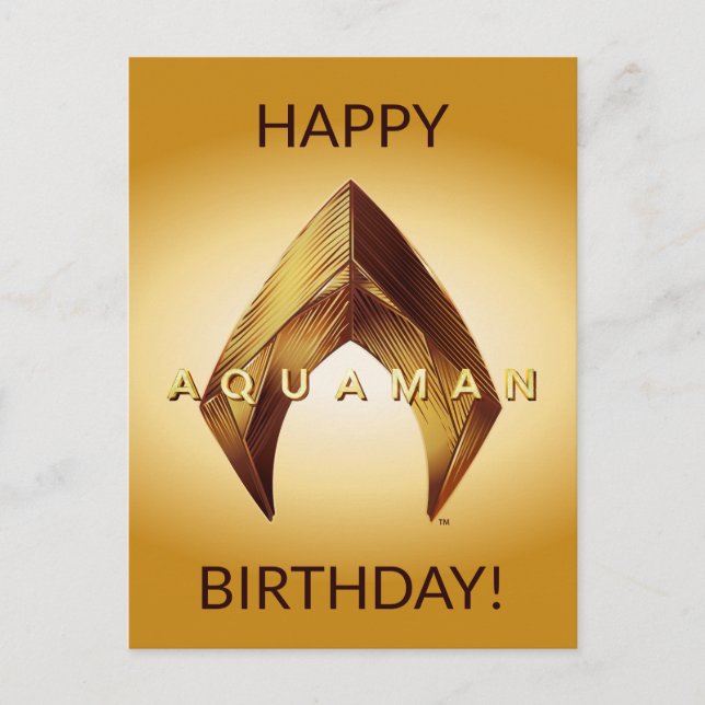 Cartão Postal Aquaman | Logotipo Aquaman do Ouro (Frente)