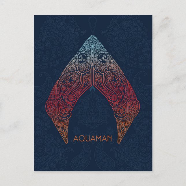 Cartão Postal Aquaman | Logotipo Paisley Aquaman (Frente)
