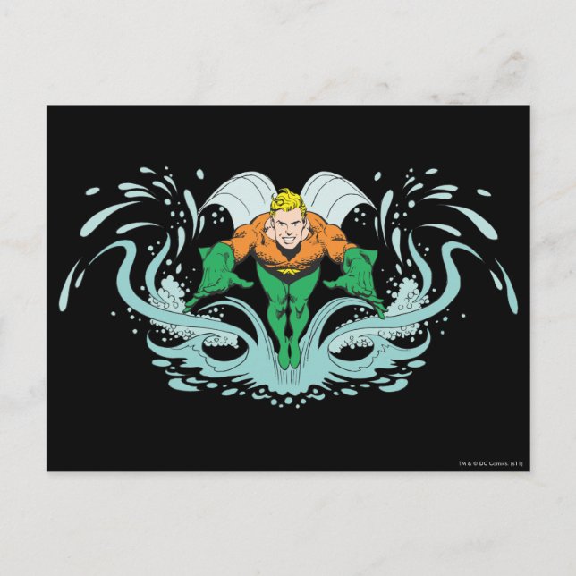 Cartão Postal Aquaman Pulando para a frente (Frente)
