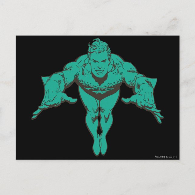 Cartão Postal Aquaman Pulmando Para Frente - Teal (Frente)