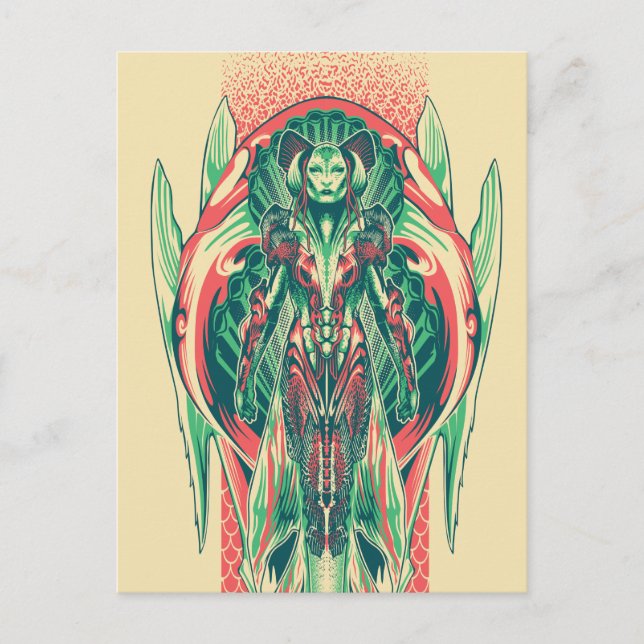 Cartão Postal Aquaman | Rainha Pescadora Painel Art Nouveau (Frente)