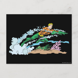 Cartão Postal Aquaman salta sobre coral