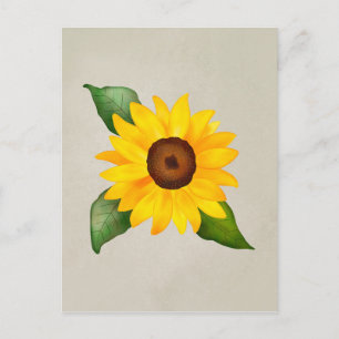 Cartão Postal Aquarela Amarelo girassol Floral