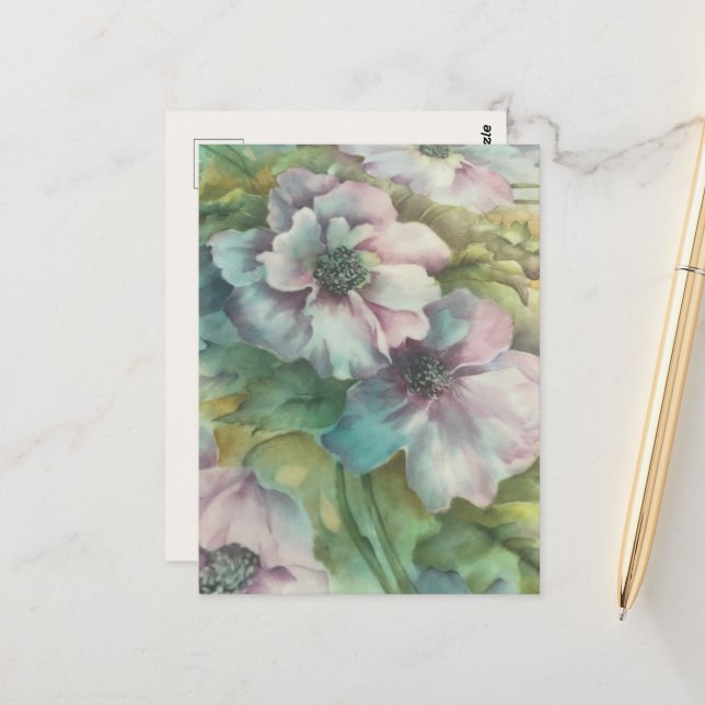 Cartão Postal Aquarela Anêmonas Florais (Frente/Verso In Situ)