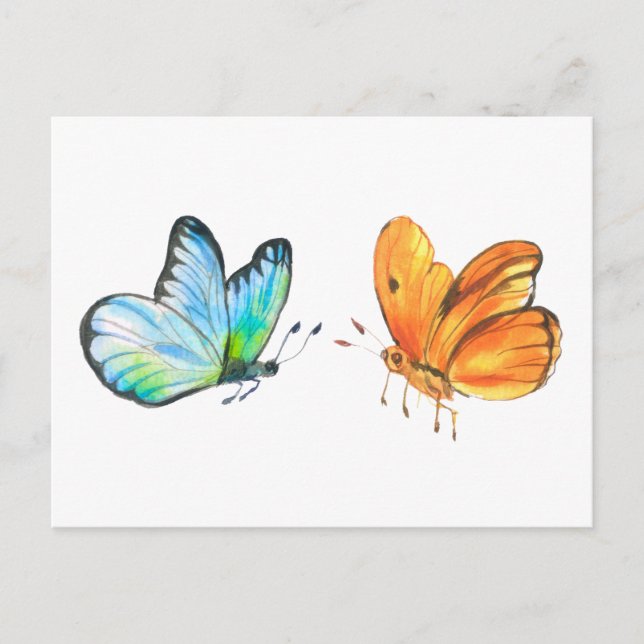 Cartão Postal Aquarela Borboletas Sunset e Oceanas (Frente)