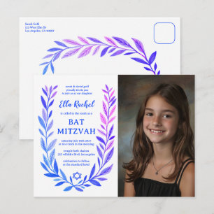Cartão Postal Aquarela Botânica FOTO PERSONALIZADA Bar Mitzvah