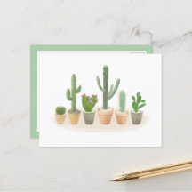 Aquarela Cacto em Vaso Fileira de Cactos Fofos Not