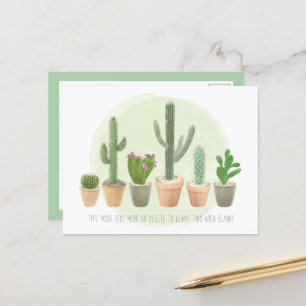 Cartão Postal Aquarela Cacto Plantas Envasadas Fofo Nota