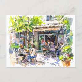 Cartão Postal Aquarela Café de Verão em Berlim Kreuzberg