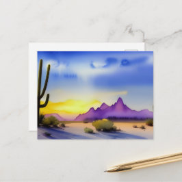 Cartão Postal Aquarela Cênica Desert Sunrise