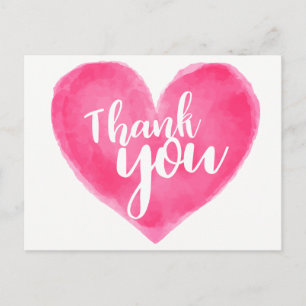 Cartão Postal Aquarela Cor Vermelha Rosa - Obrigado - Amor De Ca