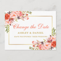 Aquarela Coral Floral Dourada Altera Data