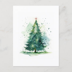 Cartão Postal Aquarela da árvore de Natal