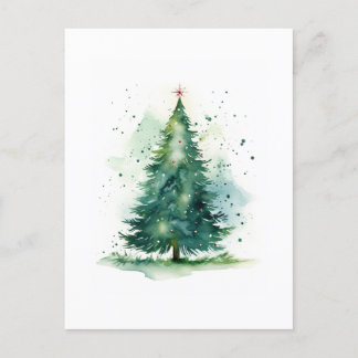 Cartão Postal Aquarela da árvore de Natal