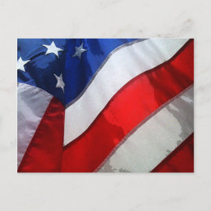 Cartão Postal Aquarela da Bandeira Americana Pendurada