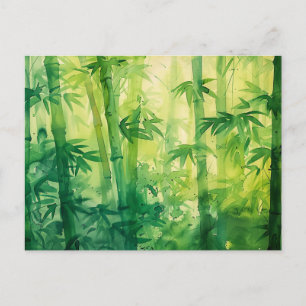Cartão Postal Aquarela da Floresta de Bambu