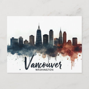 Cartão Postal Aquarela da silhueta de Vancouver Washington State