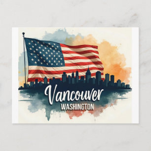 Cartão Postal Aquarela da silhueta de Vancouver Washington State
