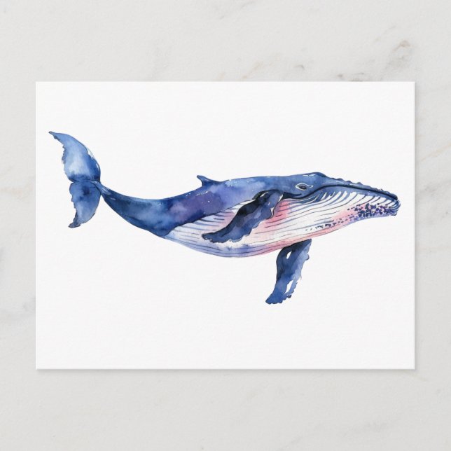 Cartão Postal Aquarela de baleia (Frente)