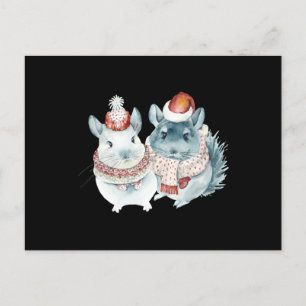 Cartão Postal Aquarela de chinchilas fofas