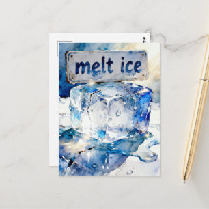 Cartão Postal Aquarela de cubos de gelo derretendo