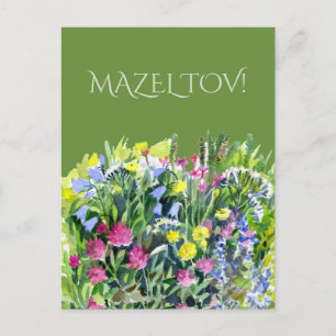 Cartão Postal Aquarela de flores silvestres