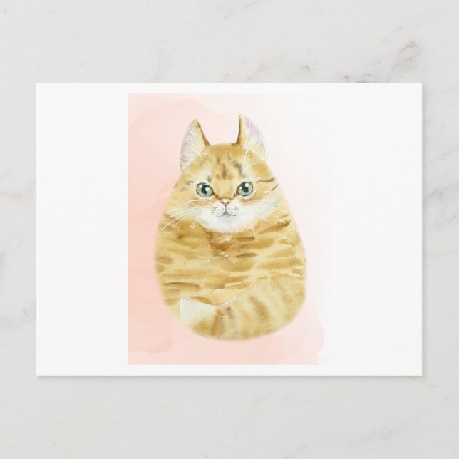 Cartão Postal Aquarela de gato (Frente)