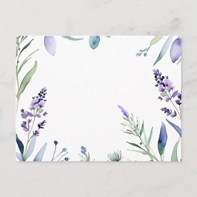 Cartão Postal Aquarela de Lavanda e Eucalipto (Frente)
