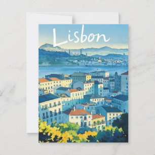 Cartão Postal Aquarela de Lisboa Portugal