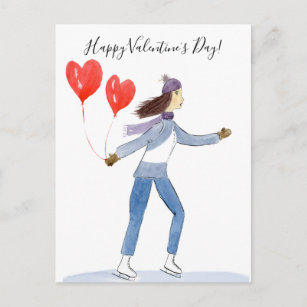 Cartão Postal Aquarela De Pé-Gelo feliz dia de os namorados