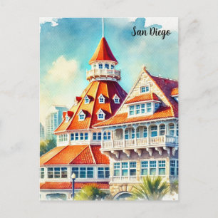 Cartão Postal Aquarela de San Diego Coronado