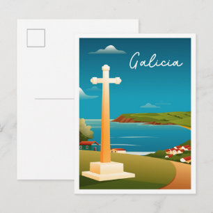 Cartão Postal Aquarela de Viagem Galiza Espanha